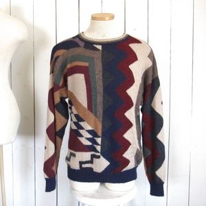 Alpaca Sweater 80s Vintage Style Grandpa Sweater L